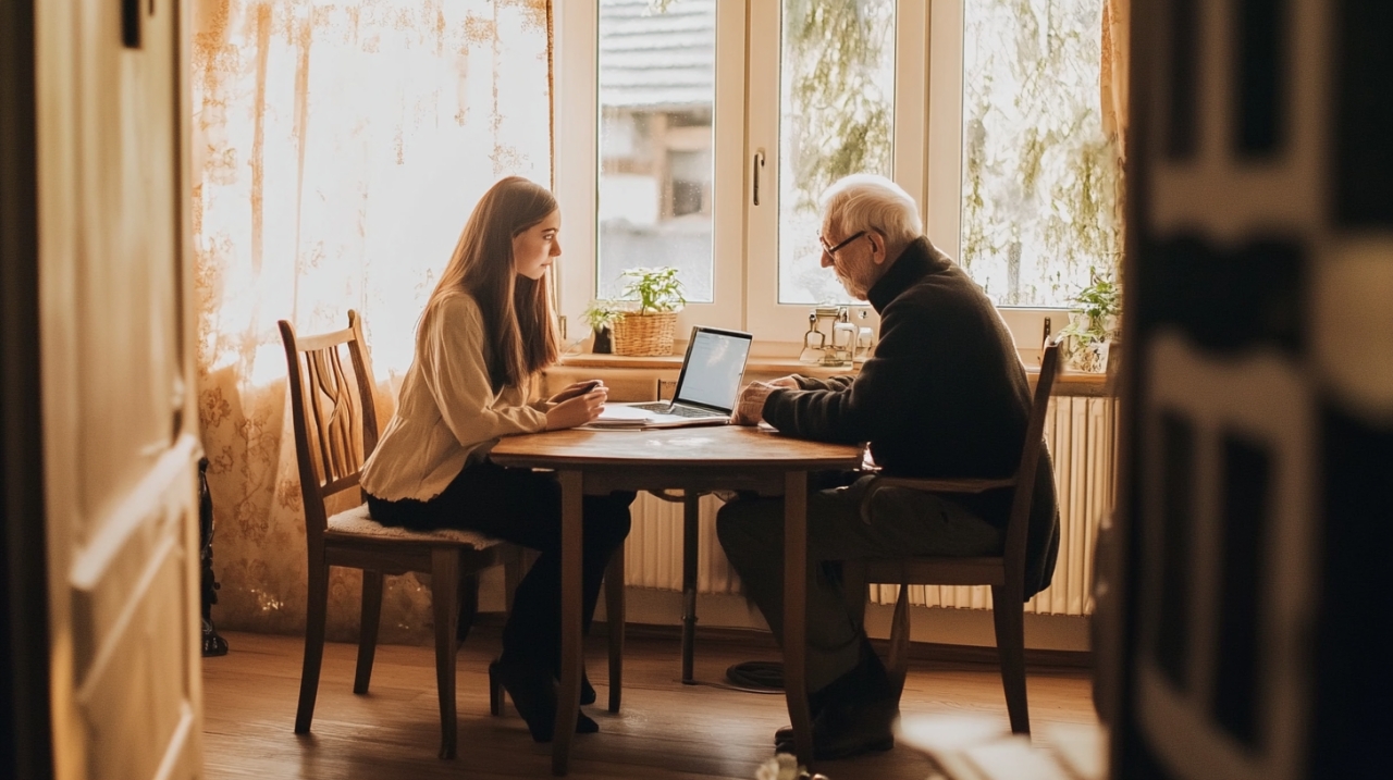 Pflegebegutachtung mit Laptop