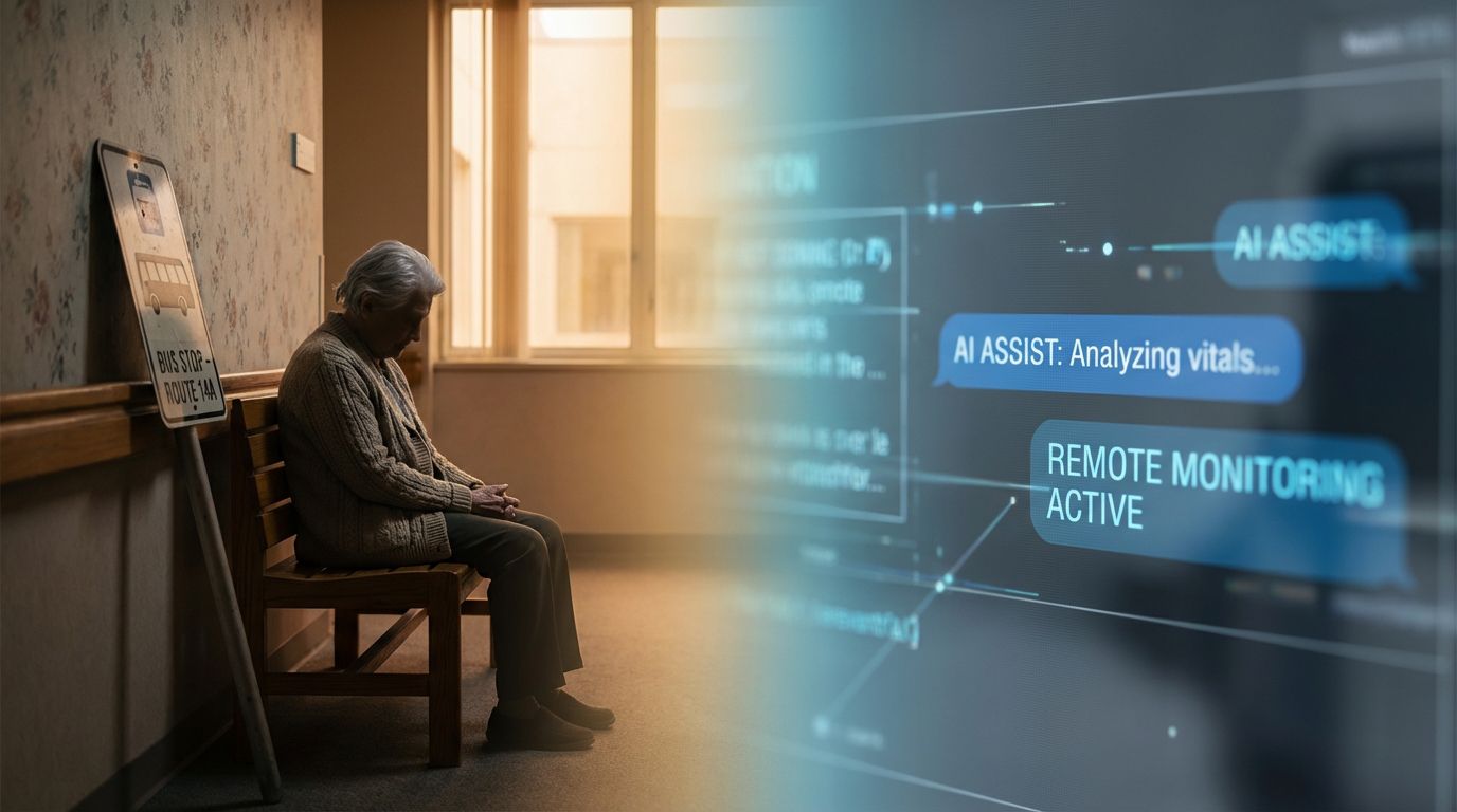 Fiktive Bushaltestelle Demenz und KI